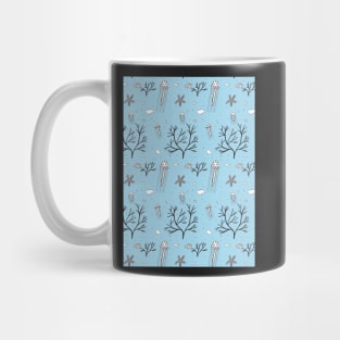 Underwater Pattern with Jellyfish with a blue background. Mug